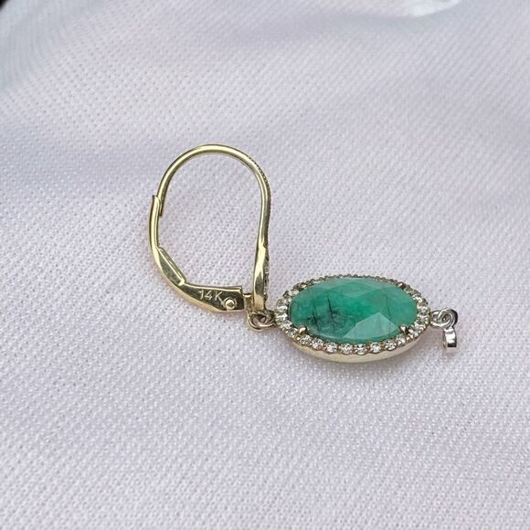 Meira T 14K Gold, Emerald & Diamond Drop Earrings - Picture 10 of 10